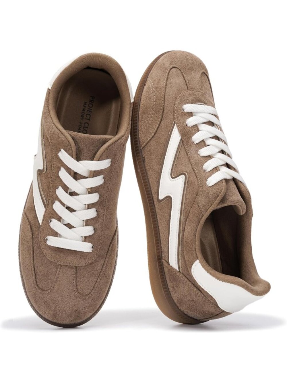 Womens Mocha Leather Project Cloud Sneakers Comfortable Lace-Up Fashion Sneakers